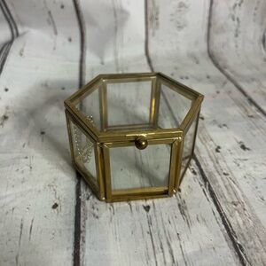 Brass and Glass Jewelry Box Glass Trinket Box